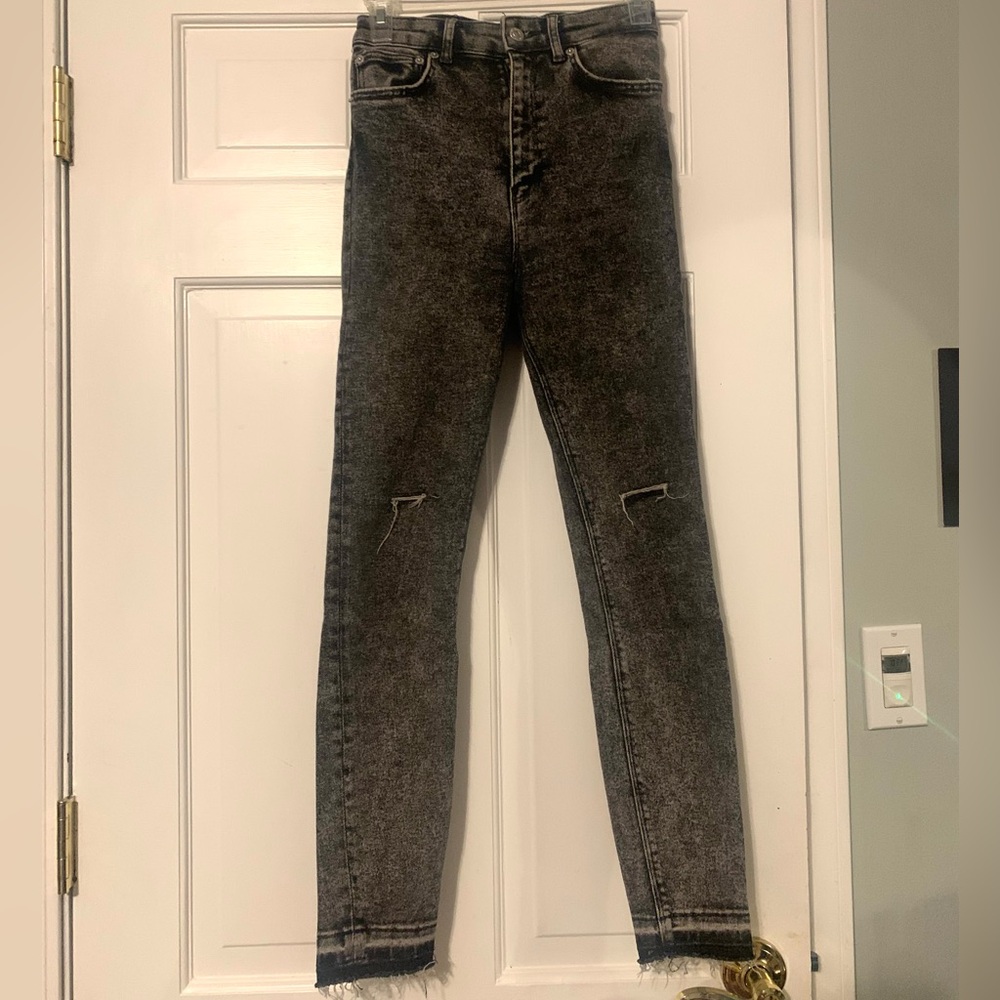 Zara Black Acid Wash Skinny Jeans